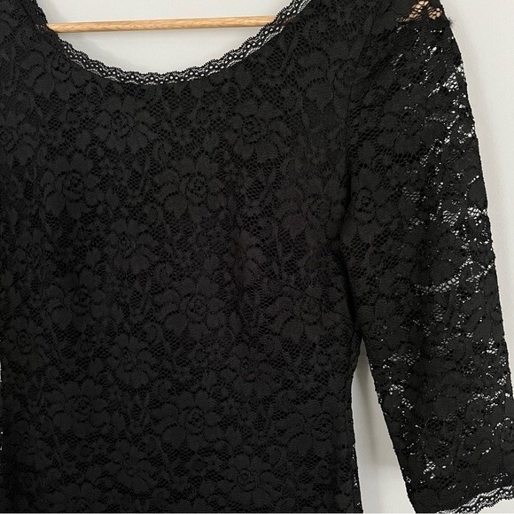 Eliza J Black Lace Overlay 3/4 Sleeve Sheath Dress, Size 2 NWOT - Picture 3 of 11